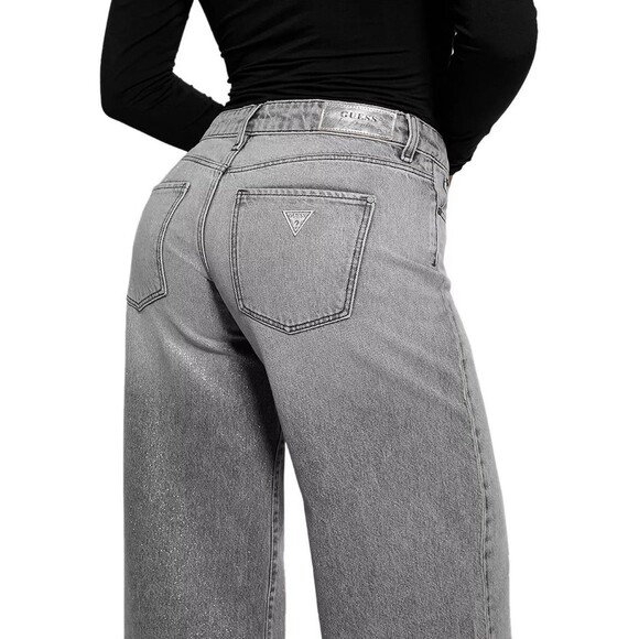 Guess Women's Mid-Rise Sexy Palazzo Shimmer Gray Jeans 25W x 30L - NEW - Picture 5 of 12